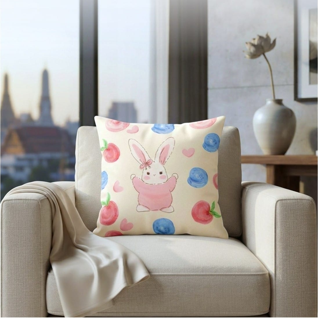 หมอนอิง CHARM 20.5X20.5 นิ้ว ลาย PEACHY BUN_3